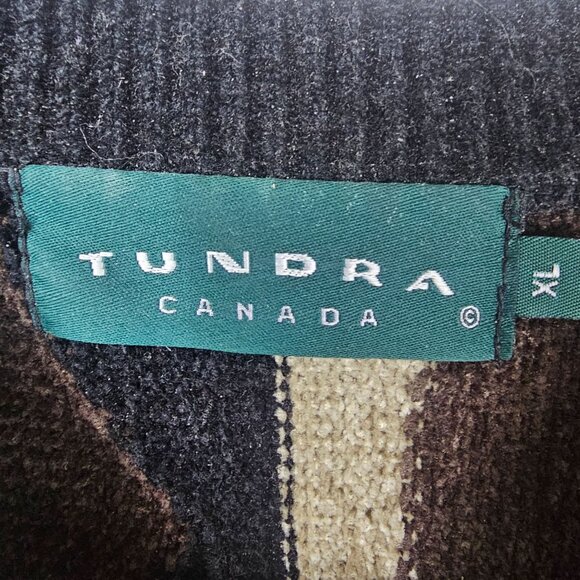 VTG Tundra Canada Abstract Knit Crewneck Sweater XL Eclectic Grandpa 90s Dad - Picture 4 of 7